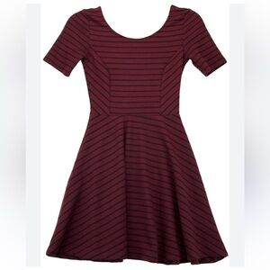 YOUTH maroon striped circle skirt dress